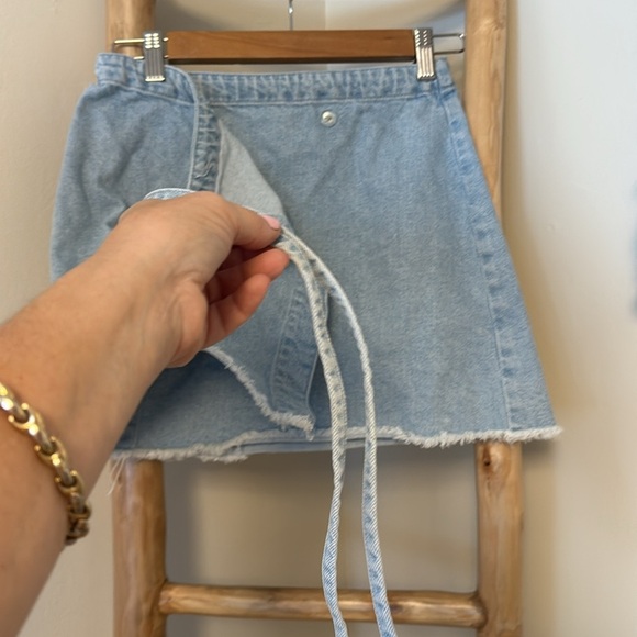 Topshop Wrap Denim Mini Skirt 4 - Picture 2 of 3